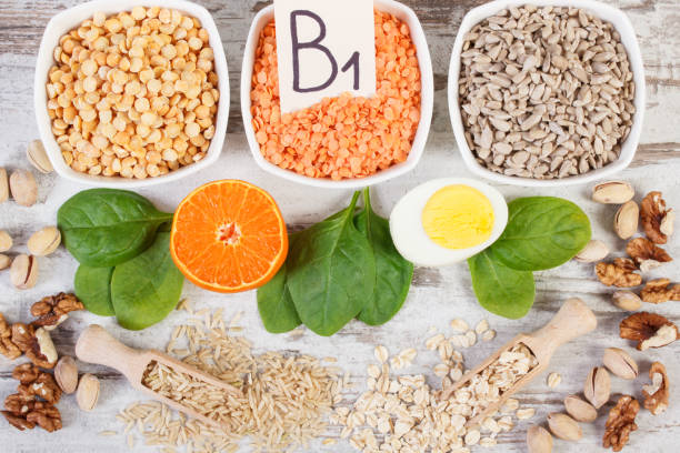 B vitamin sources including eggs, whole grains and legumes