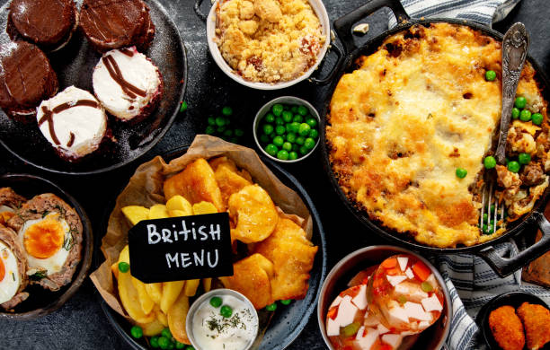 British dinner favourites including fish pie and roasted vegetables